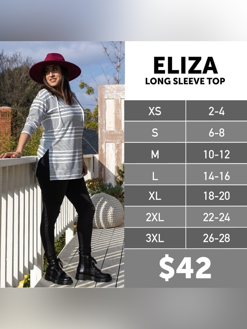 LuLaRoe Eliza Hooded Top in Black, Pink, Yellow, White - Picture 5 of 5